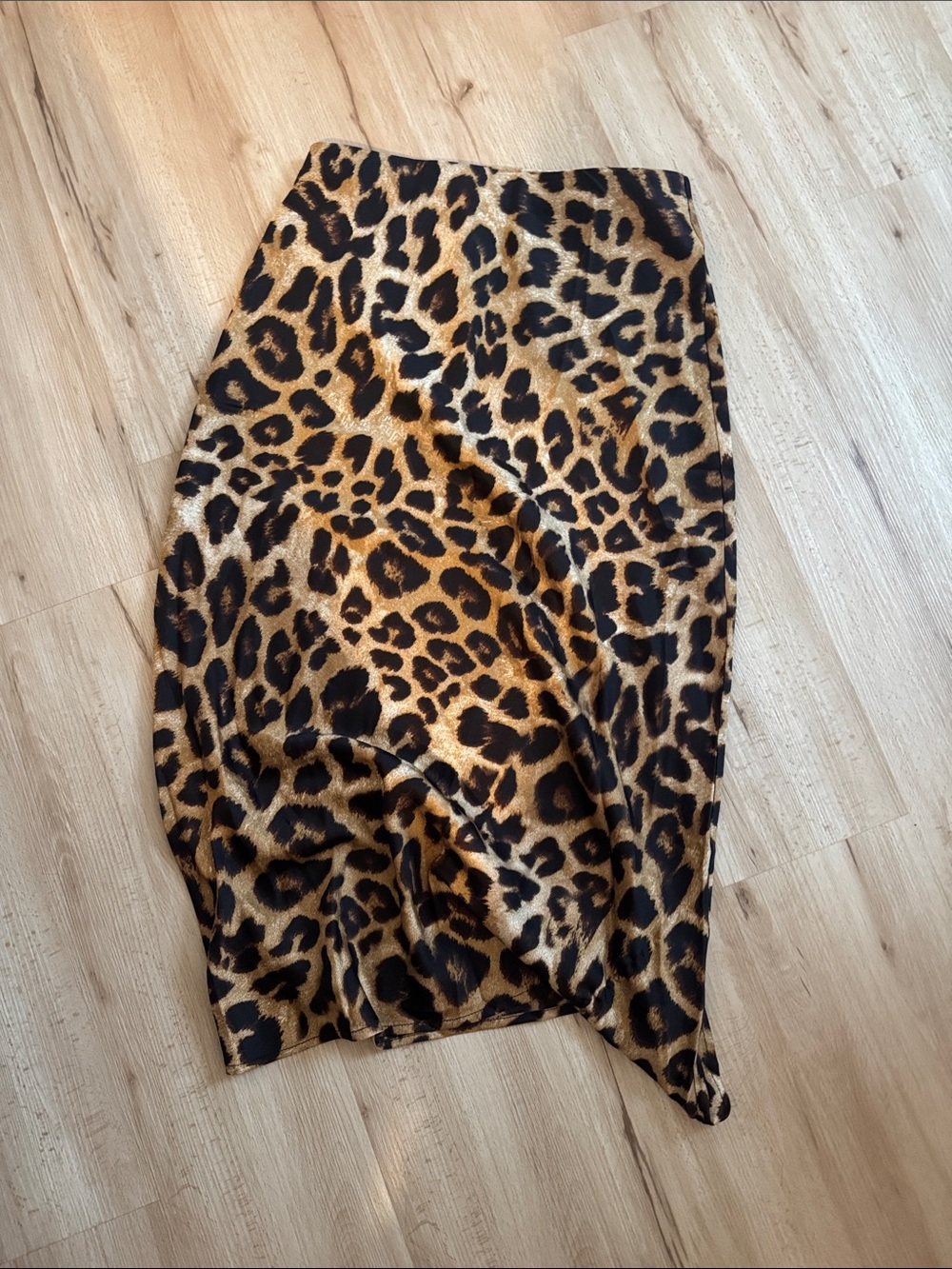 Gilli Leopard Print Satin Pencil Skirt - Brown & Black